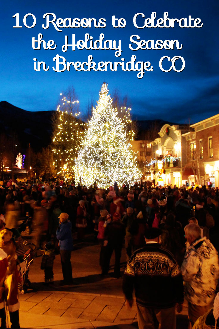 A picture of the Breckenridge Town Christmas Tree with a crowd gathered around.