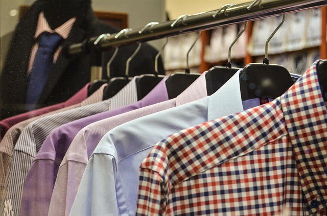 A rack of dress shirts.